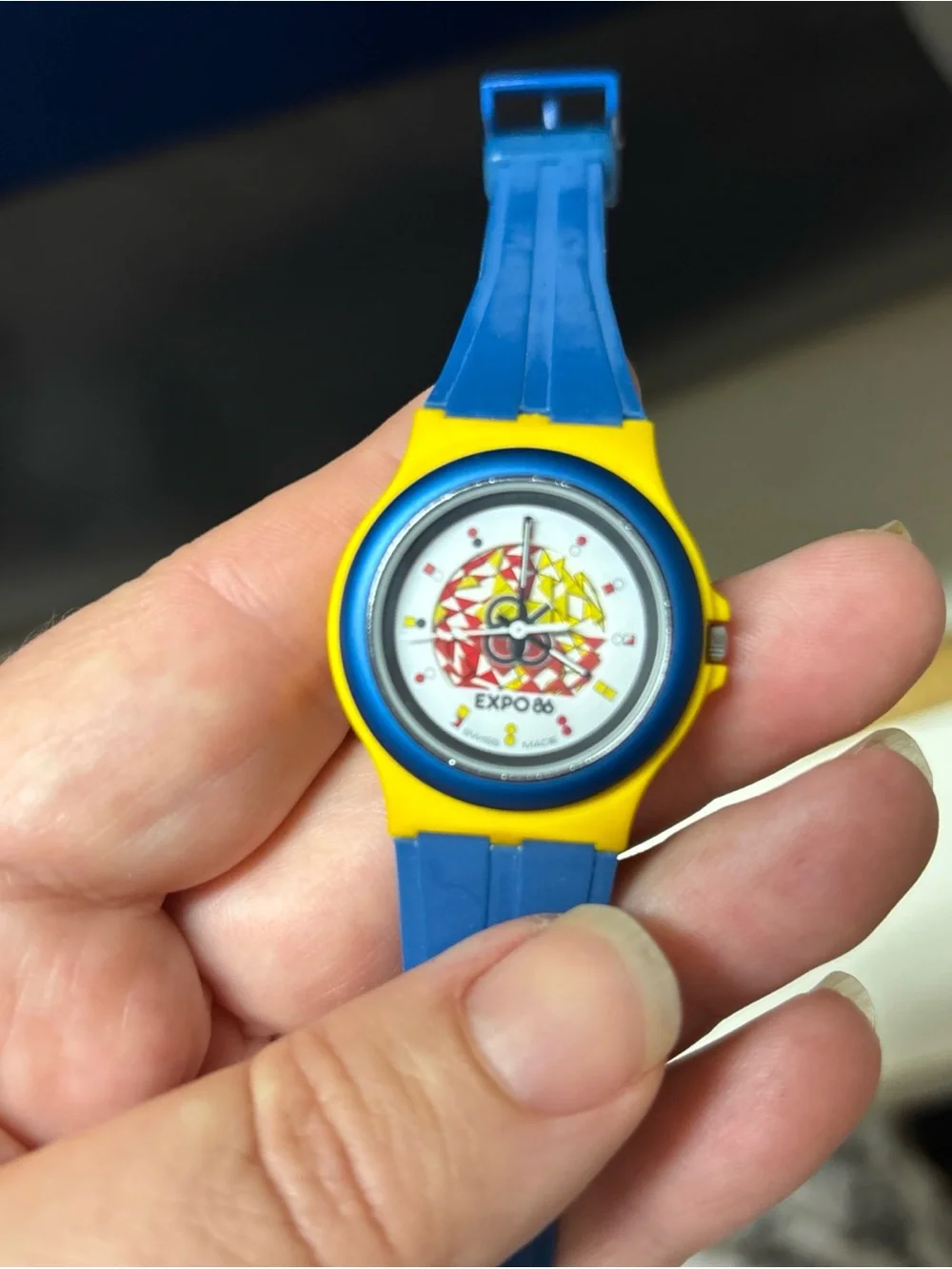 Vintage Expo 86 Swatch Mens Wrist Watch Vancouver Untested READ Needs New Bat